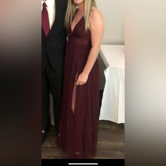 The Vintage Shop- Maroon Tulle Maxi Dress- Size Small - Picture 4 of 4